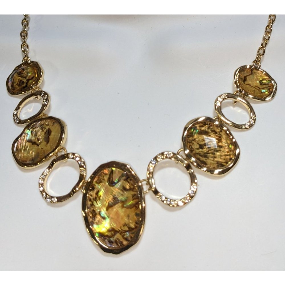 Dana Buchman Gold Shell Rhinestone Necklace - Picture 3 of 5